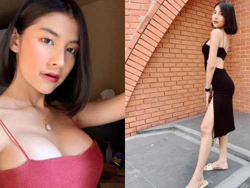 超嗆辣的20歲「巨乳正妹」Palmmy！火辣穿搭不吝嗇，兩顆圓潤大奶好比車頭燈！