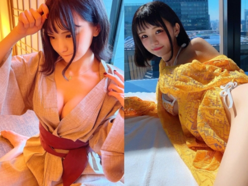 「童顏乳妹」浴衣敞開現「白嫩軟奶」，臀腿側翻又是蜜桃風景！