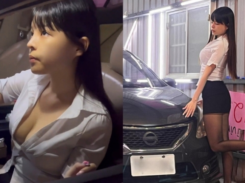 爆乳中古車業務「羊ㄦ」黑絲襪美腿催買氣　即刻入主不讓她失望