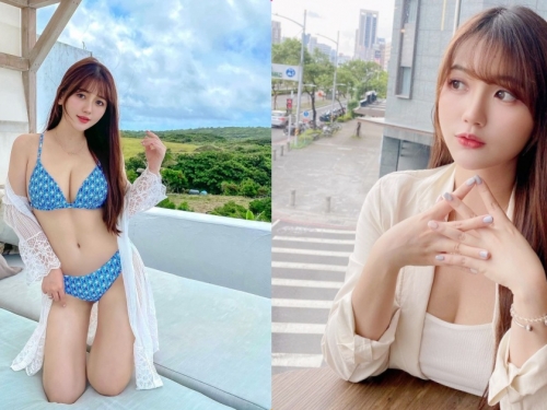 正妹「莫葵」咖啡廳酥胸微露，「魔鬼好曲線」超吸目光！