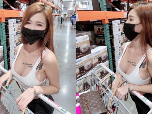 火辣小妖精「奈奈Nana」爆乳逛美式賣場　購物車交給奶來推就對了