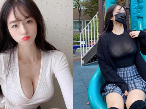 「兇猛魔女」龐然兩顆現身溜滑梯，轉身再挺「火辣蜜臀香」！