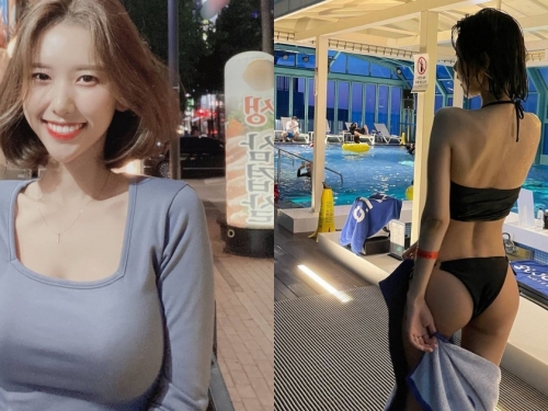 公共泳池邊驚見「窈窕翹臀妹」！正面果然沒讓人失望，是「氣質美胸歐膩」！