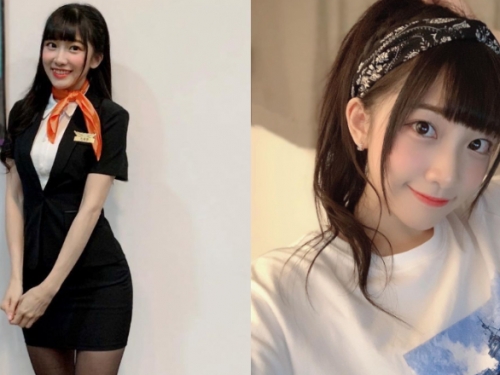 正妹空服員超短窄裙展現「蜜大腿」　黑絲襪太香了！