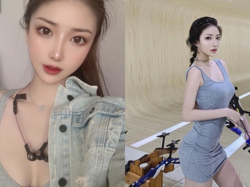 射箭場「超火辣S曲線正妹」，拉弓時「誘惑美背」令人看暈！