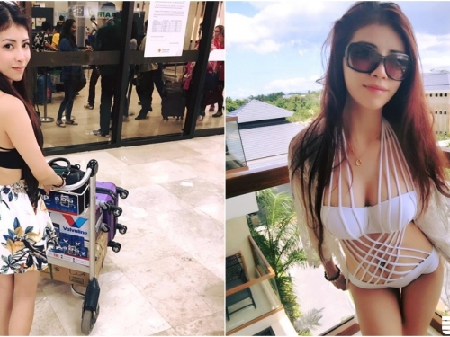 機場出現「胸猛美背妹」！正面比基尼線條交纏「美乳好火辣」！