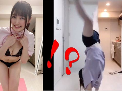 不慎走光！　青春活力美少女新人「武田繪玲奈」大秀側翻特技、純白內在美全都露...！