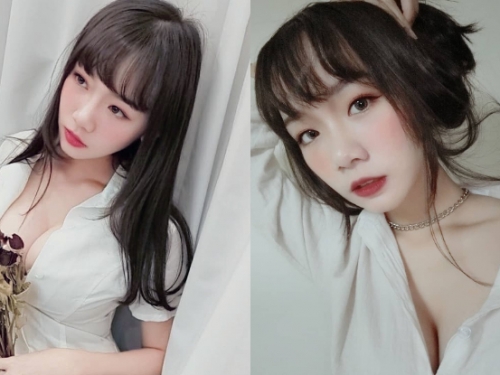 人比花嬌！性感少女「Rina」白襯衫偷倒彈嫩山峰，F級兇猛的強大火力燒遍雄性圈！