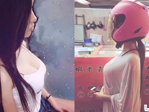 鹽酥雞配奶茶！爆乳正妹只穿性感睡衣買宵夜…網友：妳擋到菜單了