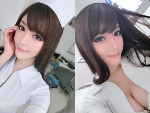 誠意滿滿！大眼正妹「莉亞Chao Lia」制服拉鏈一開嫩乳立刻溢出，騷辣畫面絕對治百病！