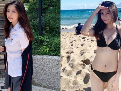 超強神正18歲「高中學生妹」！制服短裙配黑膝上襪已經夠猛，墾丁海邊解放更猖狂啦
