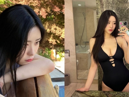 韓國素人正妹根本「大奶王祖賢」！臉跟身材都超優，爆乳泳裝「人字奶」藏不住！