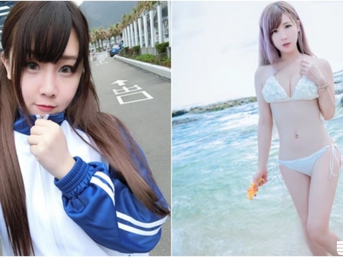 清純可愛「運動服學生妹」！海邊比基尼大解放！制服下的身材不得了啊！