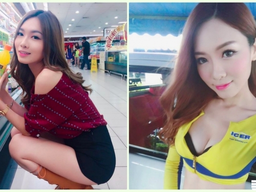 太火辣！超商「白皙爆奶妹」鮮豔美乳有夠犯規！超逆天「極品長腿」整個引人遐想…