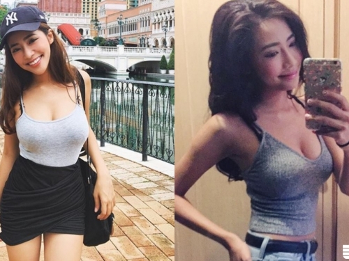 低胸細肩太犯規！正妹「深V大奶」好誘惑，「巨乳蟻腰」讓路人都看傻了眼！