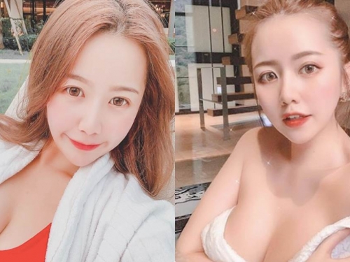 正妹夏筠婷谷關泡湯「車頭燈太兇」，「浴巾包美乳」網友暴動了！