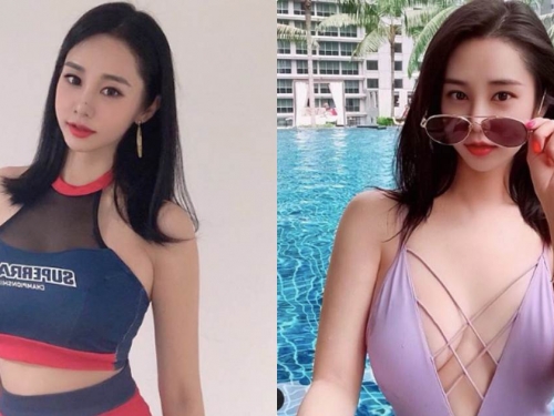 爆乳車模「강하빈」穿上大深V比基尼，中路大開畫面超噴血！