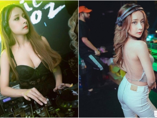 超火辣「女DJ」工作秀美背，白嫩一片全場聚焦，跟著音樂躁起來～
