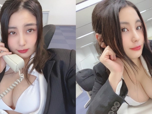 上班不安分！巨乳OL「トロたん」座位上袒胸露乳大解放　最後甚至掀裙洩神秘黑三角
