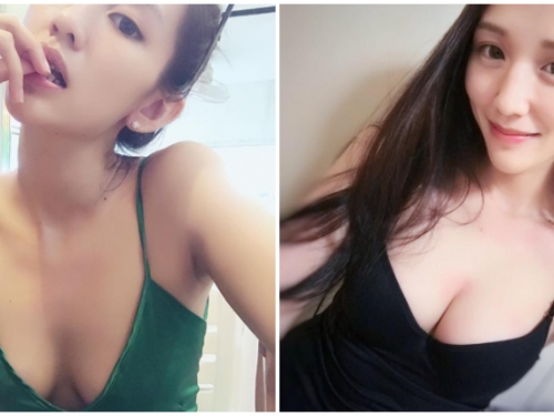 「美乳正妹」極深V低胸曬奶！略帶慵懶的眼神跟胸前深溝讓人一見鍾情！