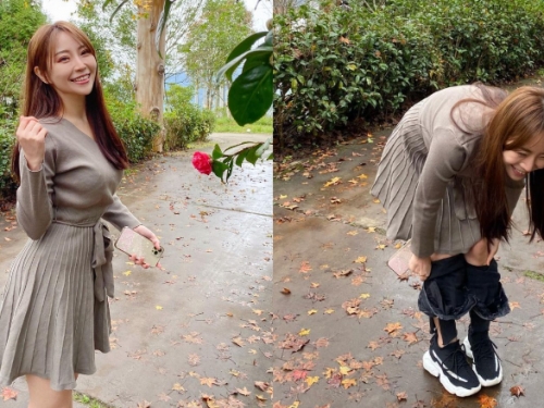 超敬業！最美領隊「佳佳 Eva Lee」不畏10度低溫當場脫褲拍美照