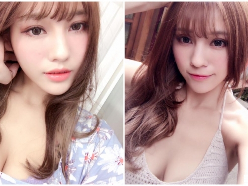 女模小街性感自拍，D奶深溝好養眼，快把路人都迷倒了！
