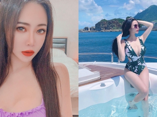 性感台中妹「Katie」出海玩耍，中路大開擋不住「爆乳半露」，看見都要誇：巨辣！