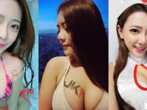 太大膽！「甜美系正妹」挑戰「中空護士服」，乳量爆炸布深深掐進肉裡...