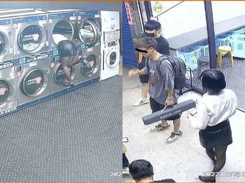 黑絲短裙OL「鑽洗衣機」露腿做這事 店家傻看監視器畫面