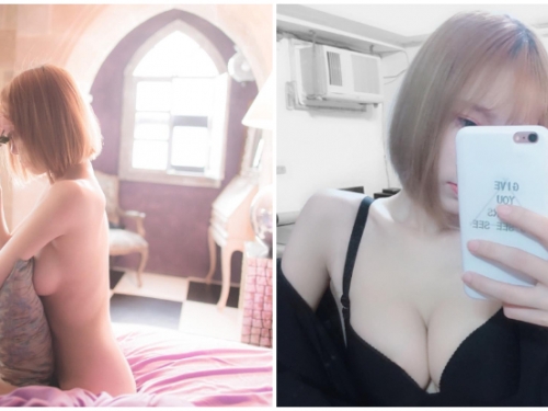 「短髮爆乳正妹」身材太惹火！上空露出渾圓飽滿的側乳，讓人招架不住！