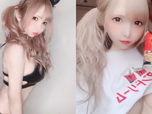 好餓！誘惑正妹「露下乳吃辛拉麵」，碩大的車頭燈讓人流鼻血了！