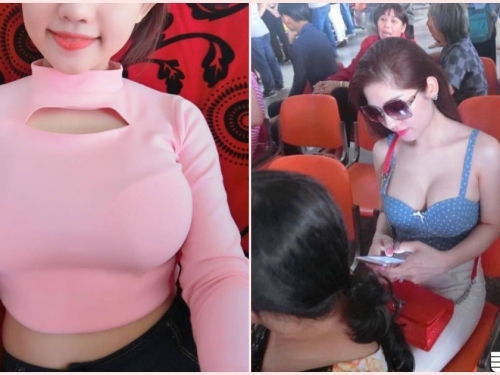 路邊驚見「美乳深溝妹」低胸視角太邪惡！超犯規「車頭燈」都快跑出來…