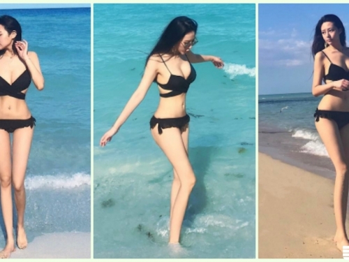 戀愛了！超正「長腿辣妹」美乳畫面好吸睛！沙灘大秀「超飽滿身材」真的好犯規喔…