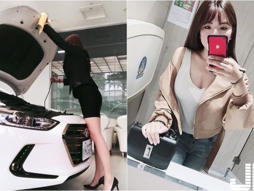 現代汽車女業務「怡萍」身材太頂天！緊身到不行的窄裙讓客人無法思考，訂單狂成交...