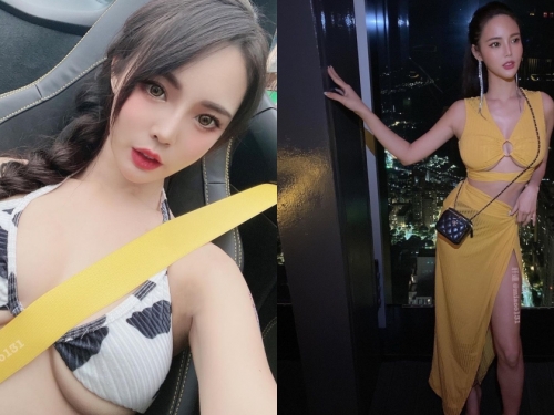 安全帶好緊！性感巨乳妹「周苗苗」比基尼罩不住，豐滿Ecup擠出來！