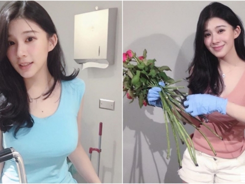 花藝課上「超正美胸女老師」！高顏值好身材誰受得了！工作時穿著更辣了！