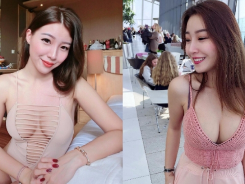 「大馬巨乳妹」真的好大　肉色深V泳衣緊貼曲線像沒穿！企圖使人邪惡啊...