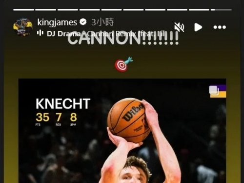 NBA》湖人菜鳥射穿太陽 詹皇IG發文直呼：加農砲！