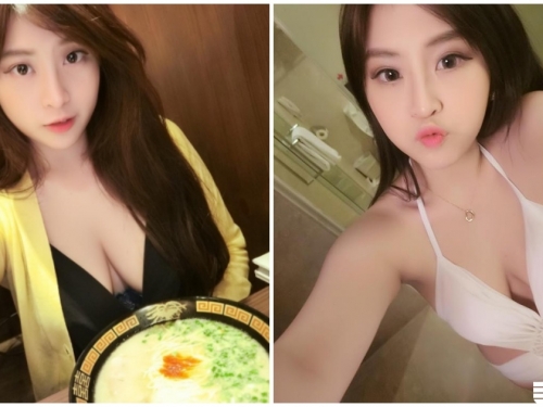 正妹爆乳吃一蘭拉麵，「W型深溝」好養眼，把客人都迷倒了！