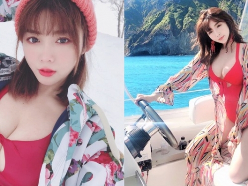 女神開船啦！「成語蕎」穿深 V 泳衣當老司機！「D 杯爆乳」辣翻整個龜山島！
