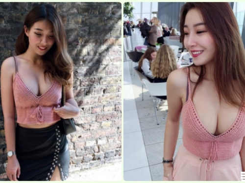 好白嫩！「極品美乳妹」乳量快溢出來！超兇悍車頭燈讓人受不了…