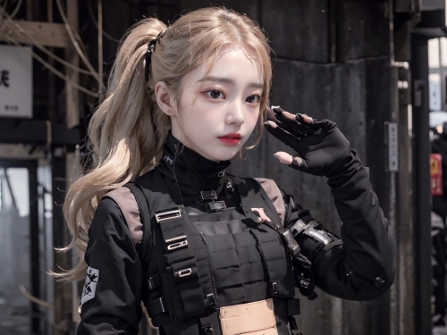 AI generates beauty ~ cute techwear girl