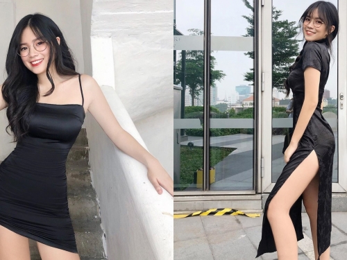超萌眼鏡越南妹「Thuỵ Hân」高衩旗袍開到臀部　前凸後翹「S水蛇曲線」若隱若現