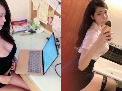 「正妹財務顧問」在家工作也超辣！OL制服配黑蕾絲膝上襪，性感到想把億萬給她理財！