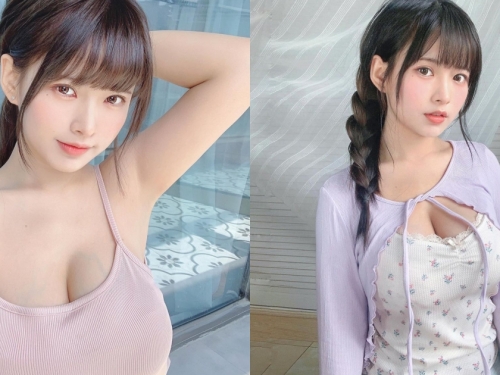一手無法掌握！「清純正妹」上圍豐滿到誇張，甜美小碎花也包不住「白嫩巨乳」！