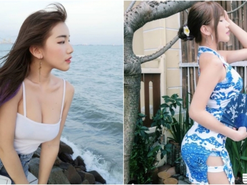 給您拜個晚年！大馬正妹「糖糖」水藍旗袍弧度驚人，Ｓ曲線讓人好想沾沾喜氣呀