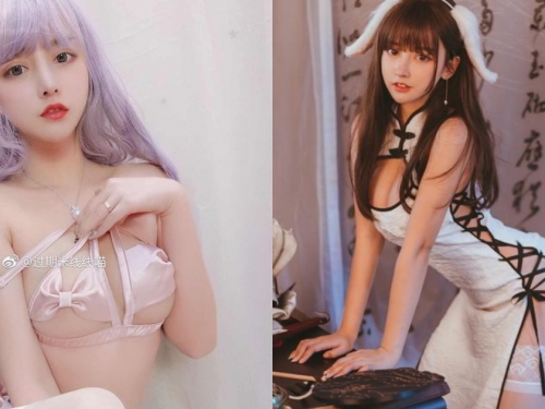 強國網紅直播主「尺度開開」衣服布料也開開，雪白嫩乳和粉嫩美尻大方露～