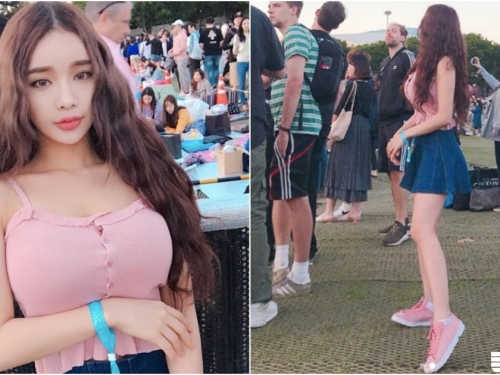 草坪音樂會驚見「娃娃臉巨乳妹！」超狂尺寸「奶跟頭一樣大」！ig裡滿滿霸氣乳量！