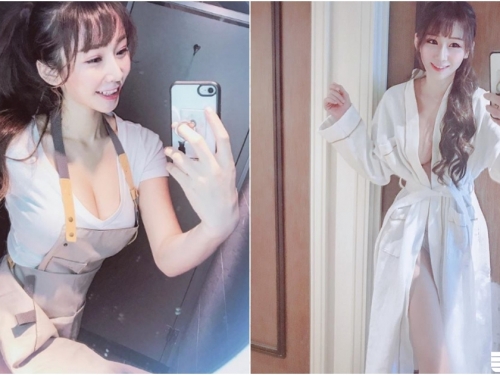 「正妹咖啡店員」爆乳自拍！浴袍開中路彈出「渾圓奶球」！這拿鐵奶香很濃郁...