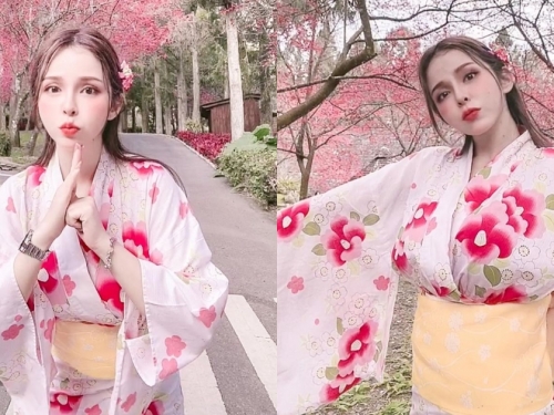 美波女神「Mandi香菱」甜美和服走春拜年，包緊緊都包不住34H的兇猛弧度！